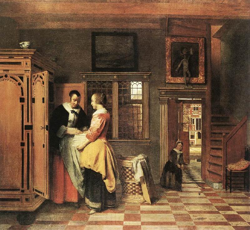 HOOCH, Pieter de At the Linen Closet g Spain oil painting art